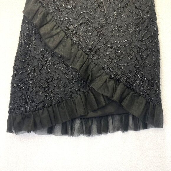 Camila Coelho Revolve Asymmetrical Ruffle Skirt Size Small Black Glitter Witchy - Picture 4 of 9